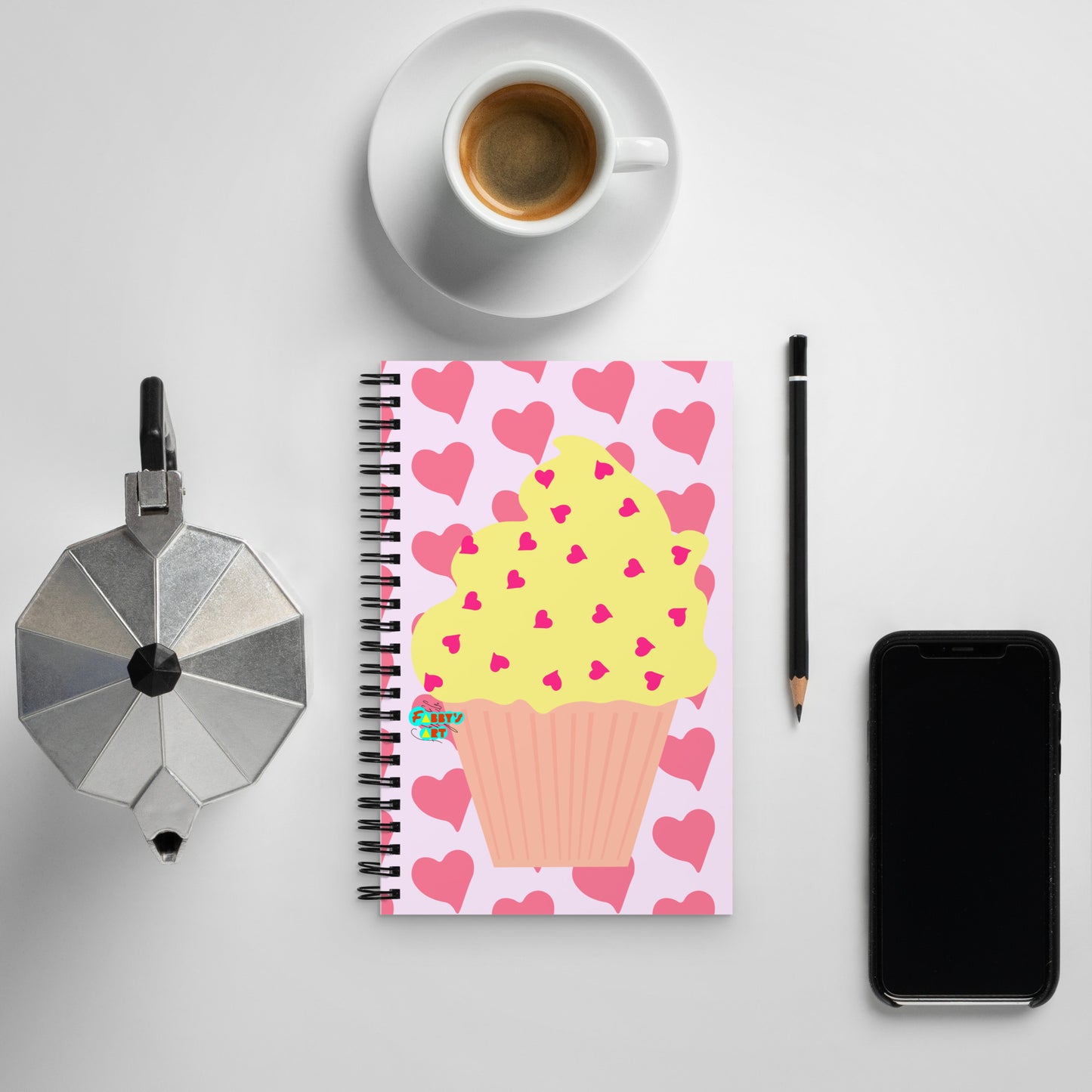 Two cupcakes in love spiral notebook