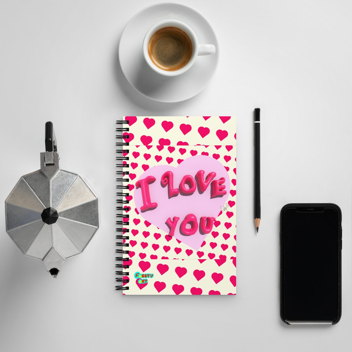 I love you heart spiral notebook