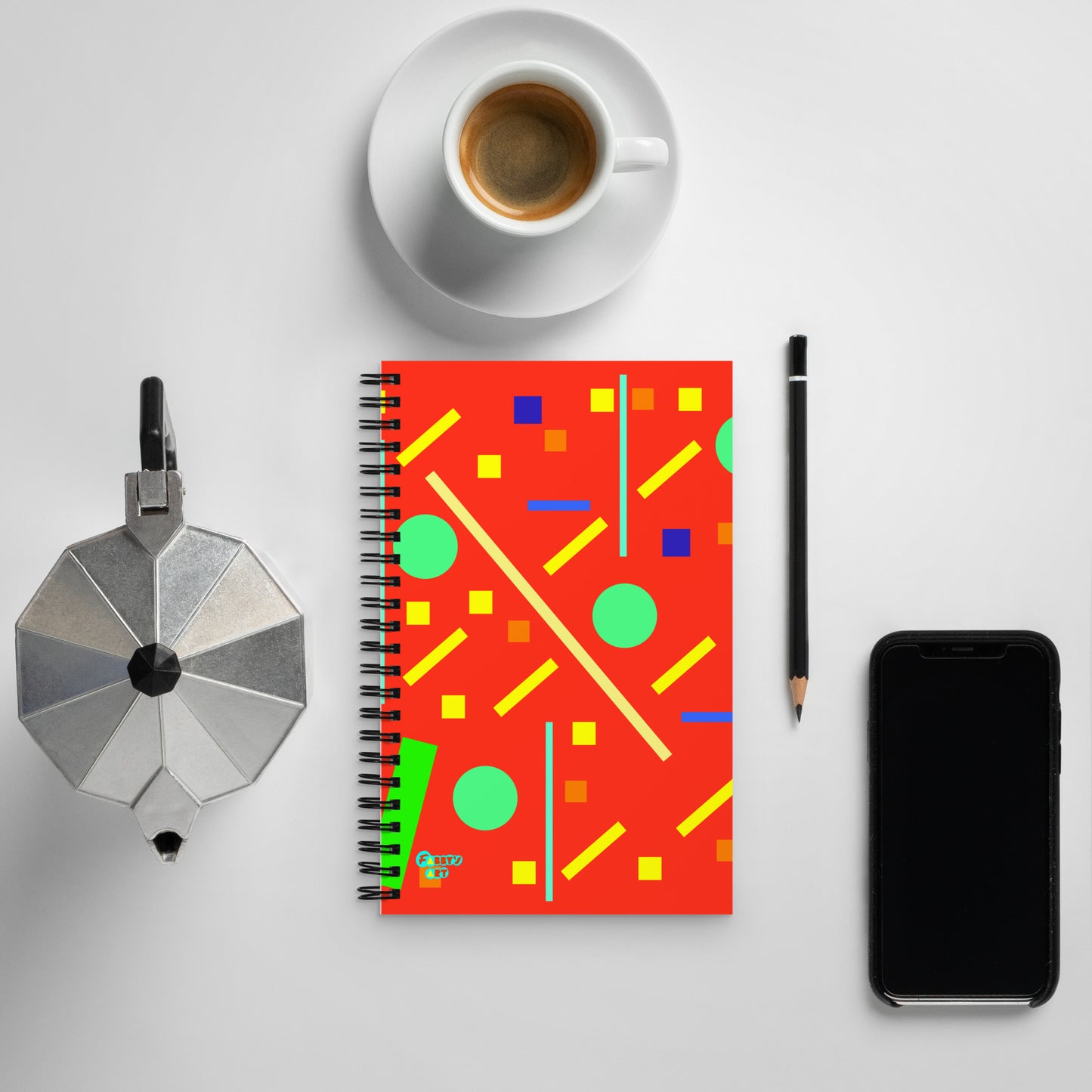 Squares and petite rectangles (orange) spiral notebook