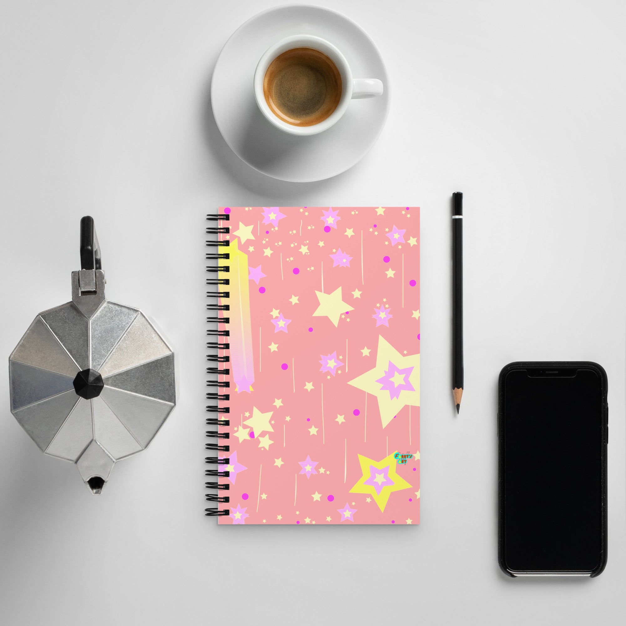 Yellow stars spiral notebook