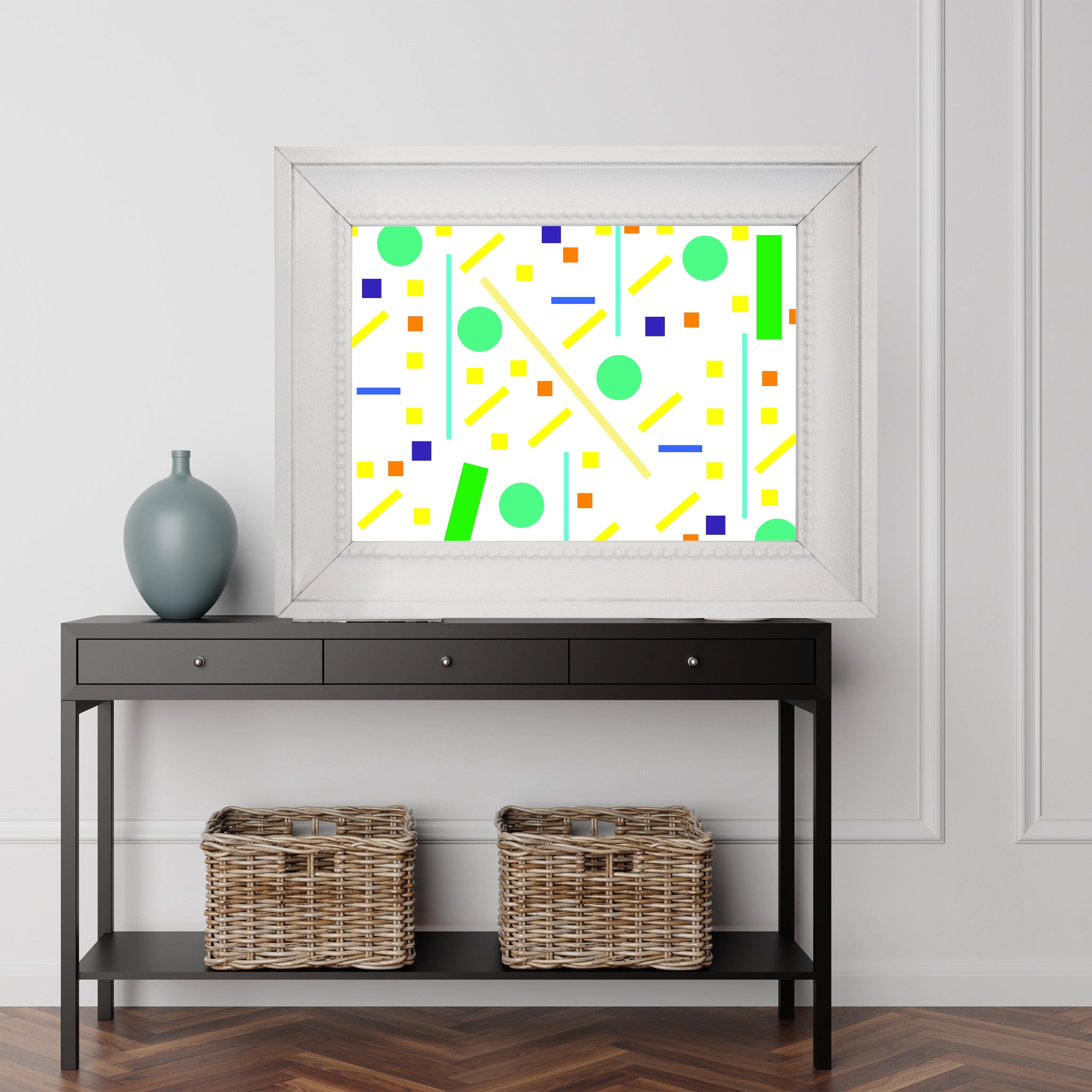 Squares and petite rectangles (white), Poster