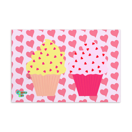 Two cupcakes in love postcard