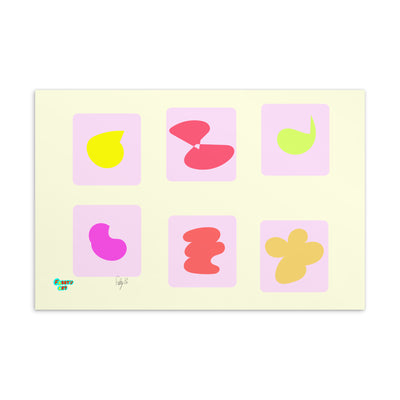 Pink squares in motion postcard