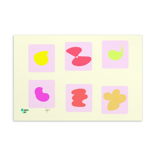 Pink squares in motion postcard