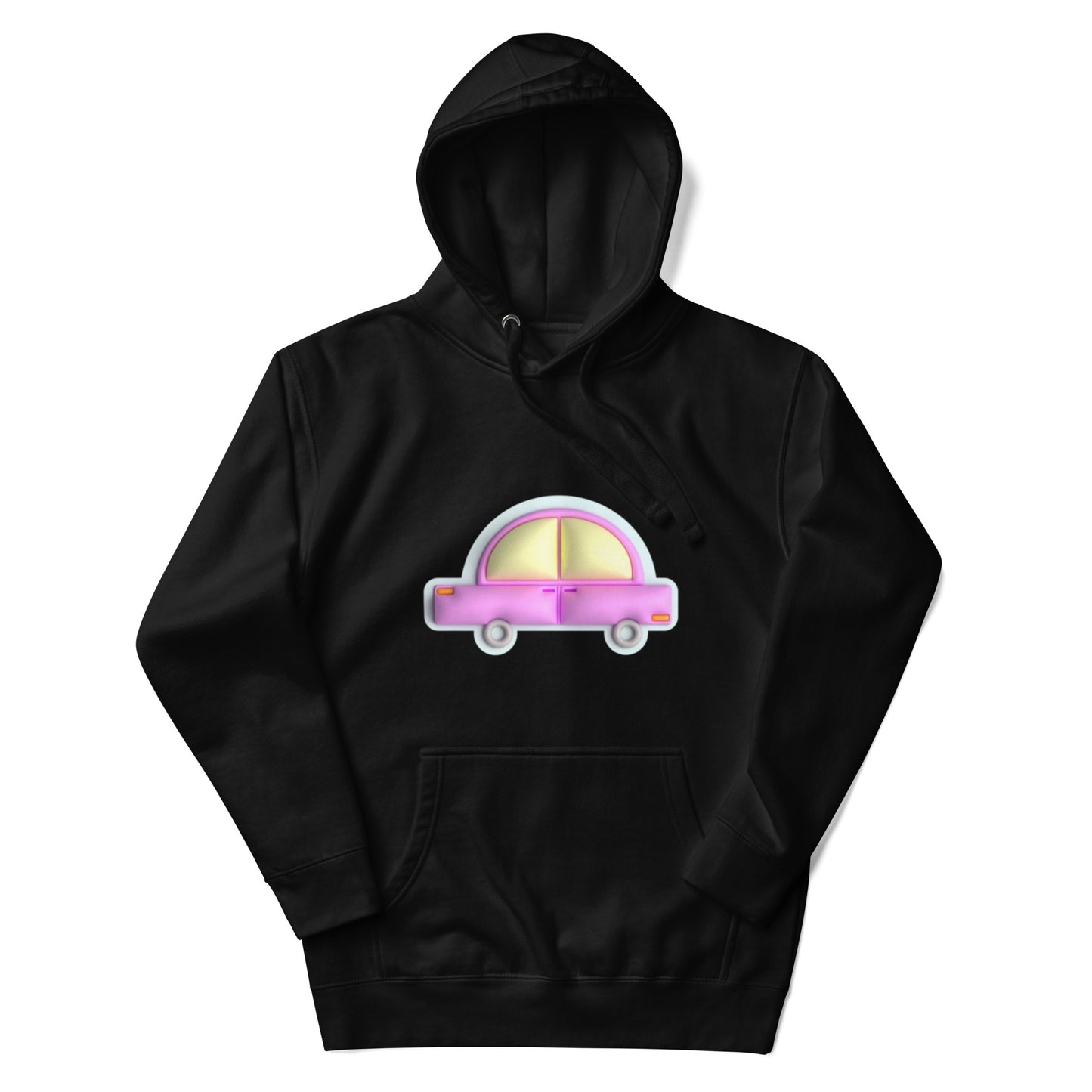 Pink car in blue Unisex premium hoodie