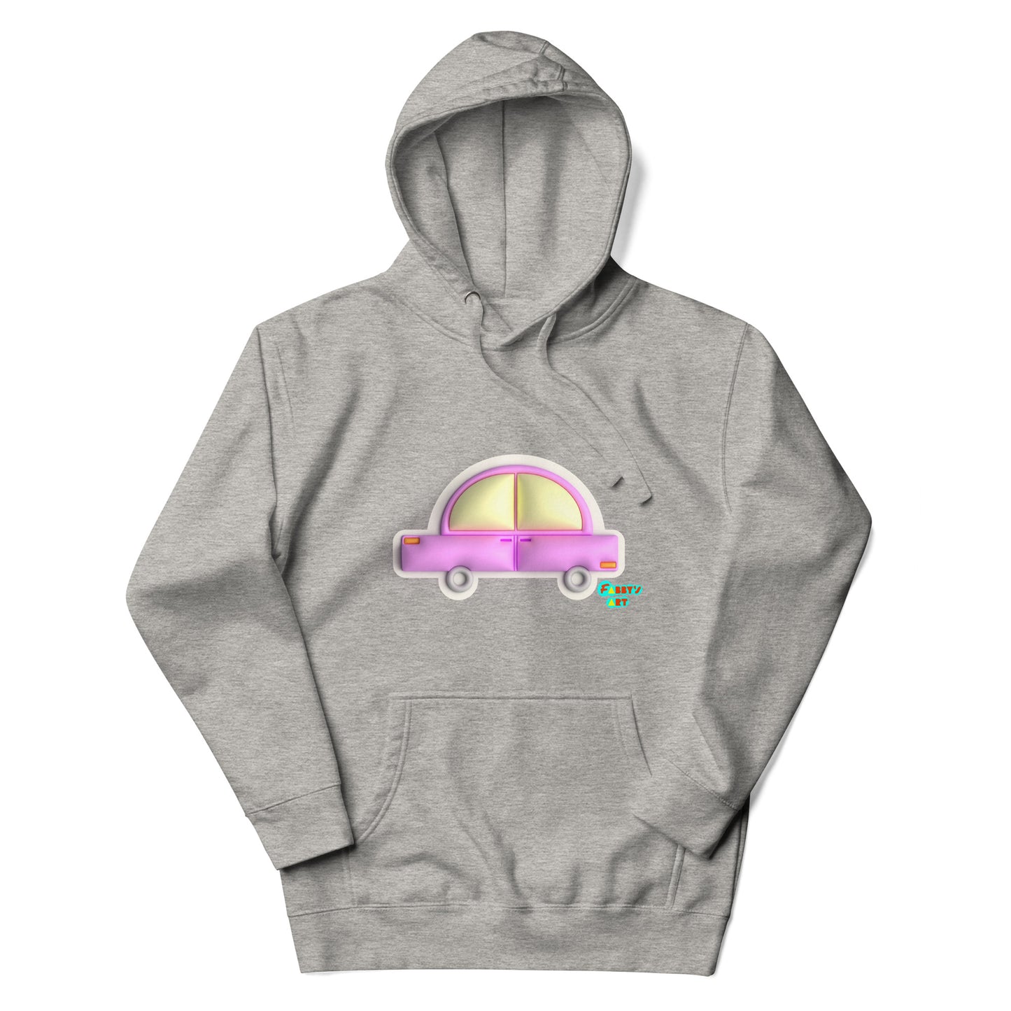 Pink car in yellow Unisex premium hoodie