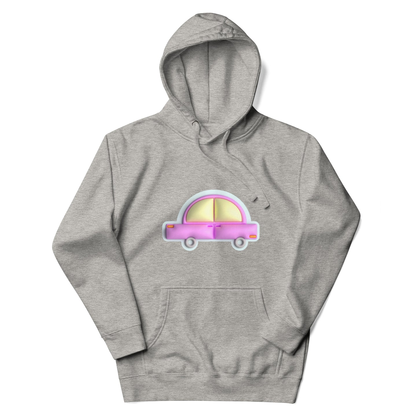 Pink car in blue Unisex premium hoodie