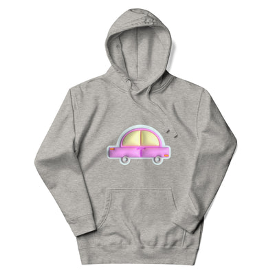 Pink car in blue Unisex premium hoodie