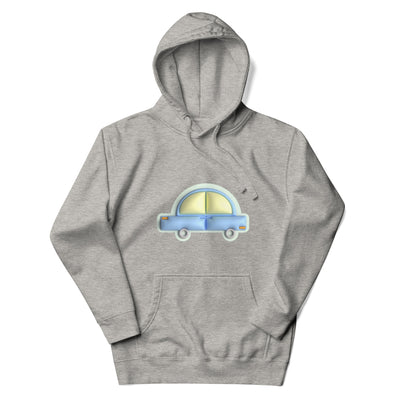 Blue car in green Unisex premium hoodie