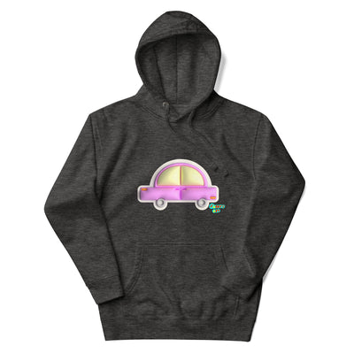 Pink car in yellow Unisex premium hoodie
