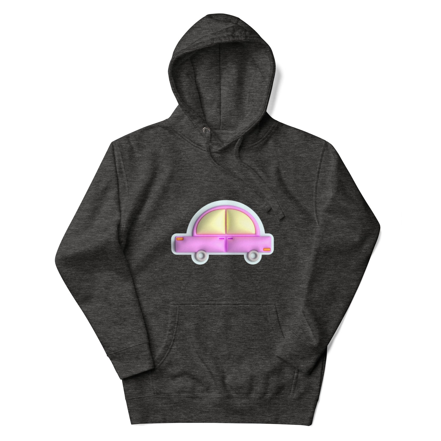 Pink car in blue Unisex premium hoodie