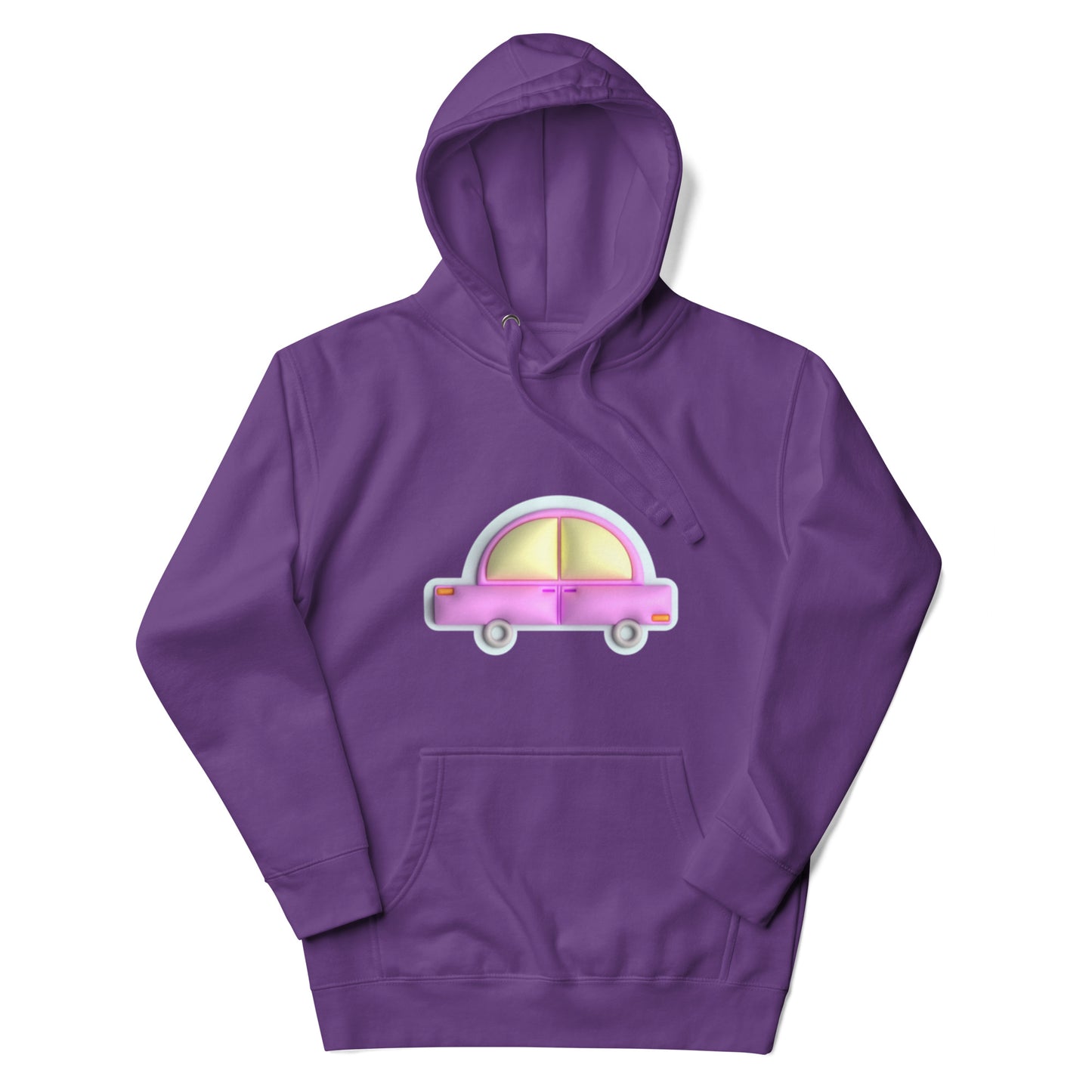 Pink car in blue Unisex premium hoodie