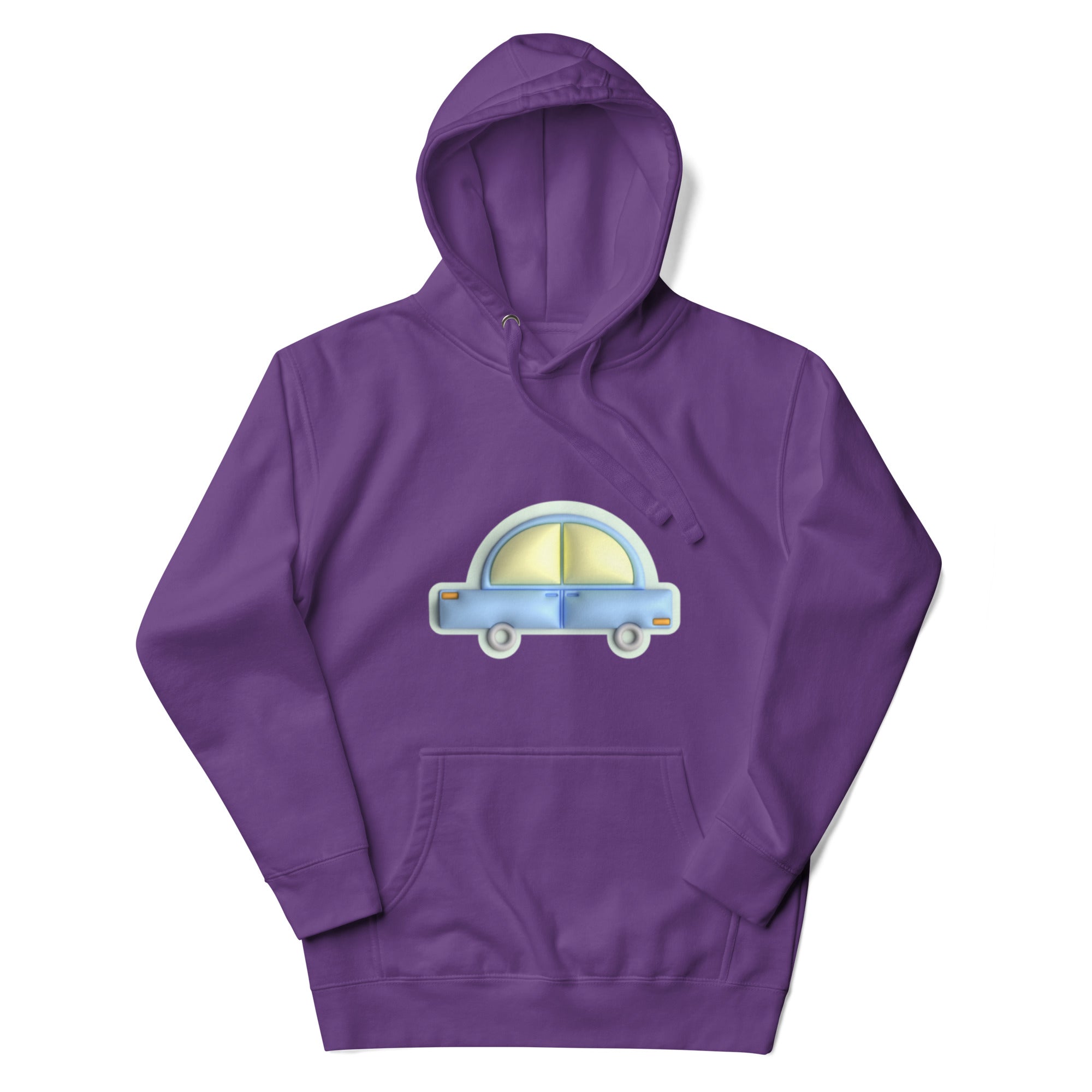 Blue car in green Unisex premium hoodie