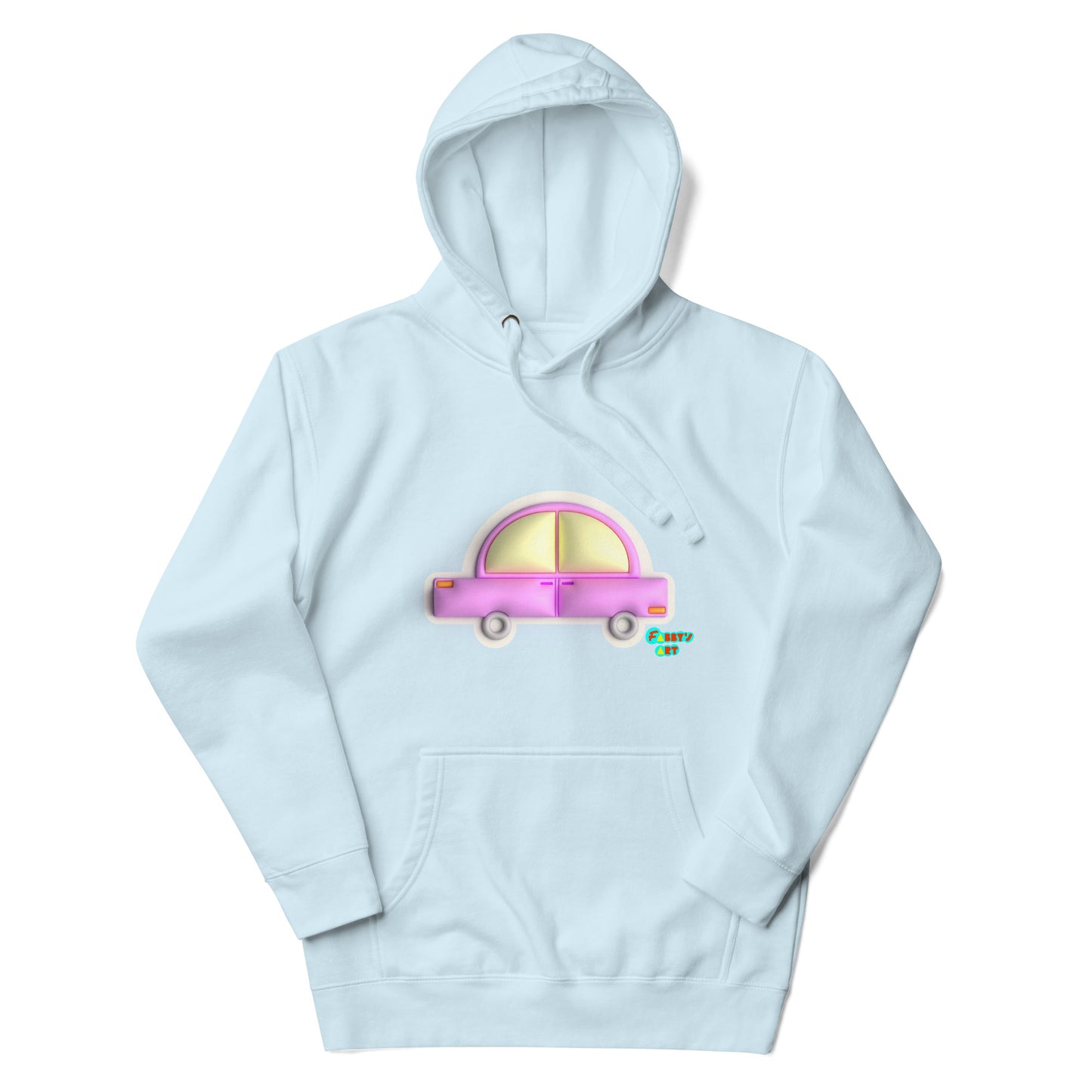 Pink car in yellow Unisex premium hoodie