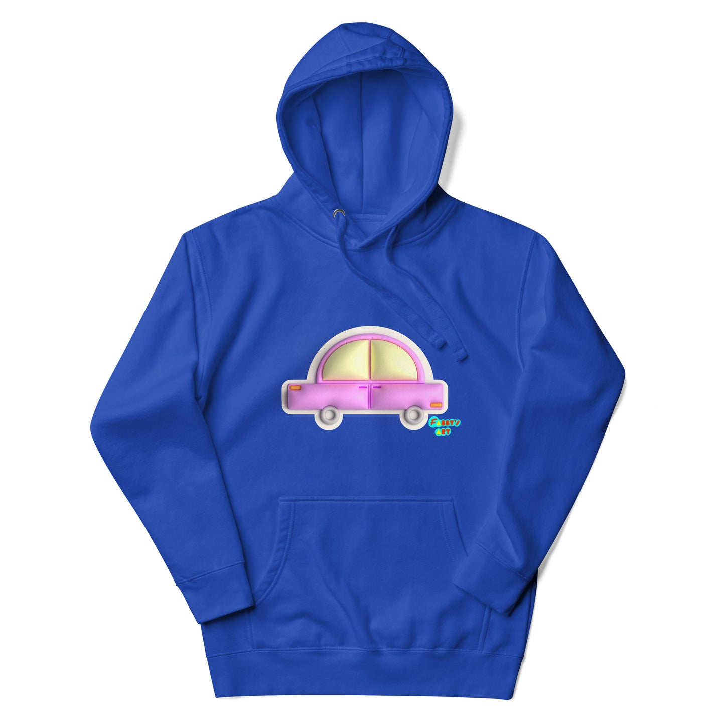 Pink car in yellow Unisex premium hoodie