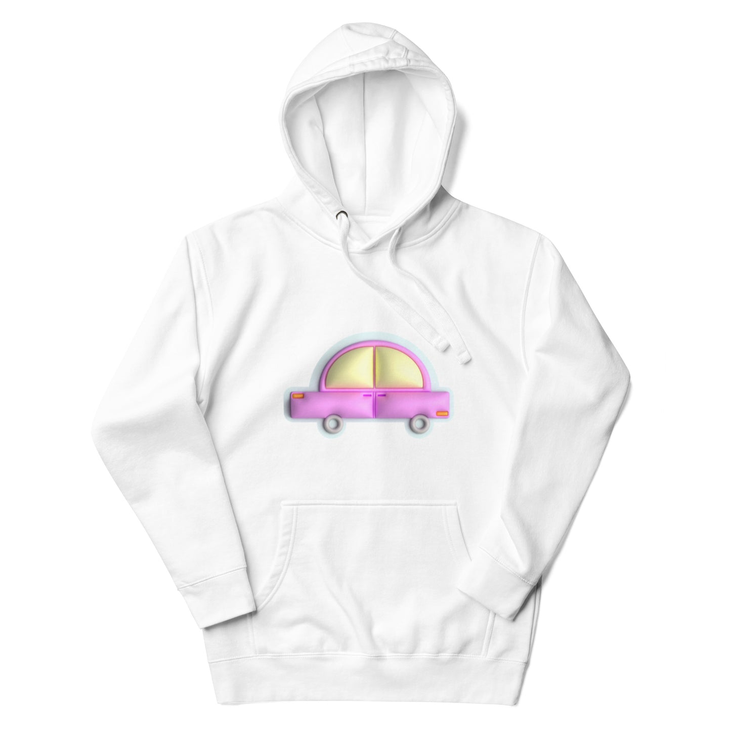 Pink car in blue Unisex premium hoodie