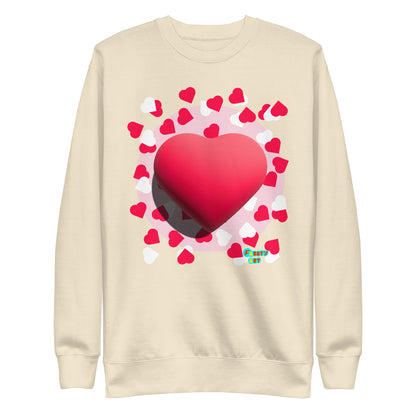 Valentines heart 3D, Unisex Premium Sweatshirt