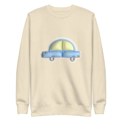 Blue car in yellow, Unisex Premium Sweatshirt