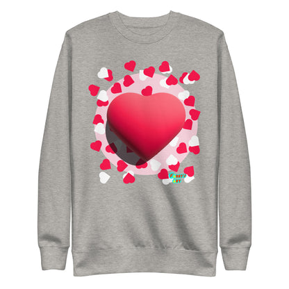 Valentines heart 3D, Unisex Premium Sweatshirt