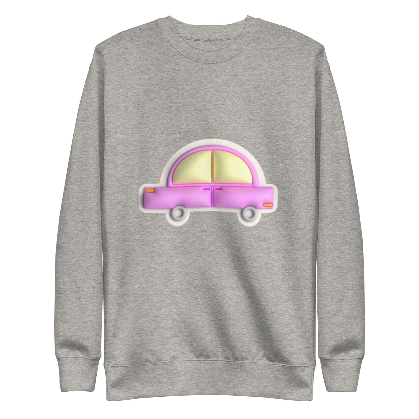 Pink car in yellow, Unisex Premium Sweatshirt