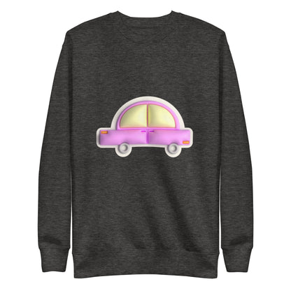 Pink car in yellow, Unisex Premium Sweatshirt