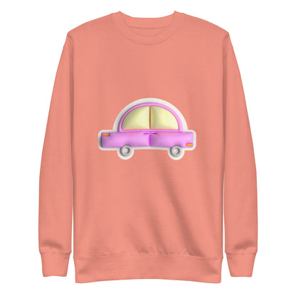 Pink car in yellow, Unisex Premium Sweatshirt