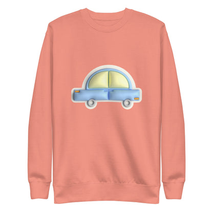 Blue car in yellow, Unisex Premium Sweatshirt