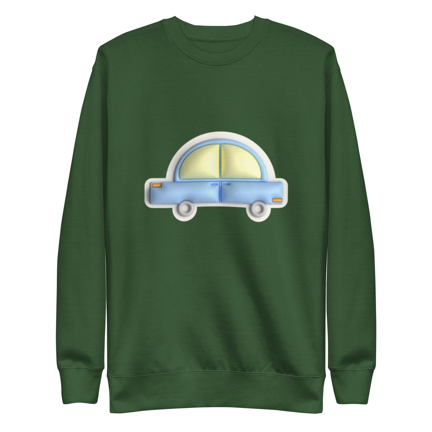 Blue car in yellow, Unisex Premium Sweatshirt