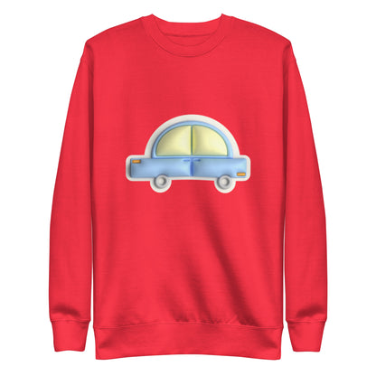 Blue car in yellow, Unisex Premium Sweatshirt