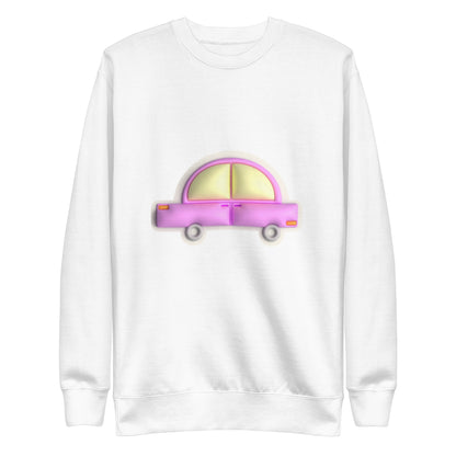 Pink car in yellow, Unisex Premium Sweatshirt