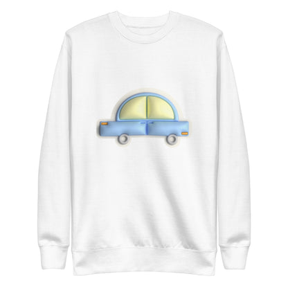 Blue car in yellow, Unisex Premium Sweatshirt