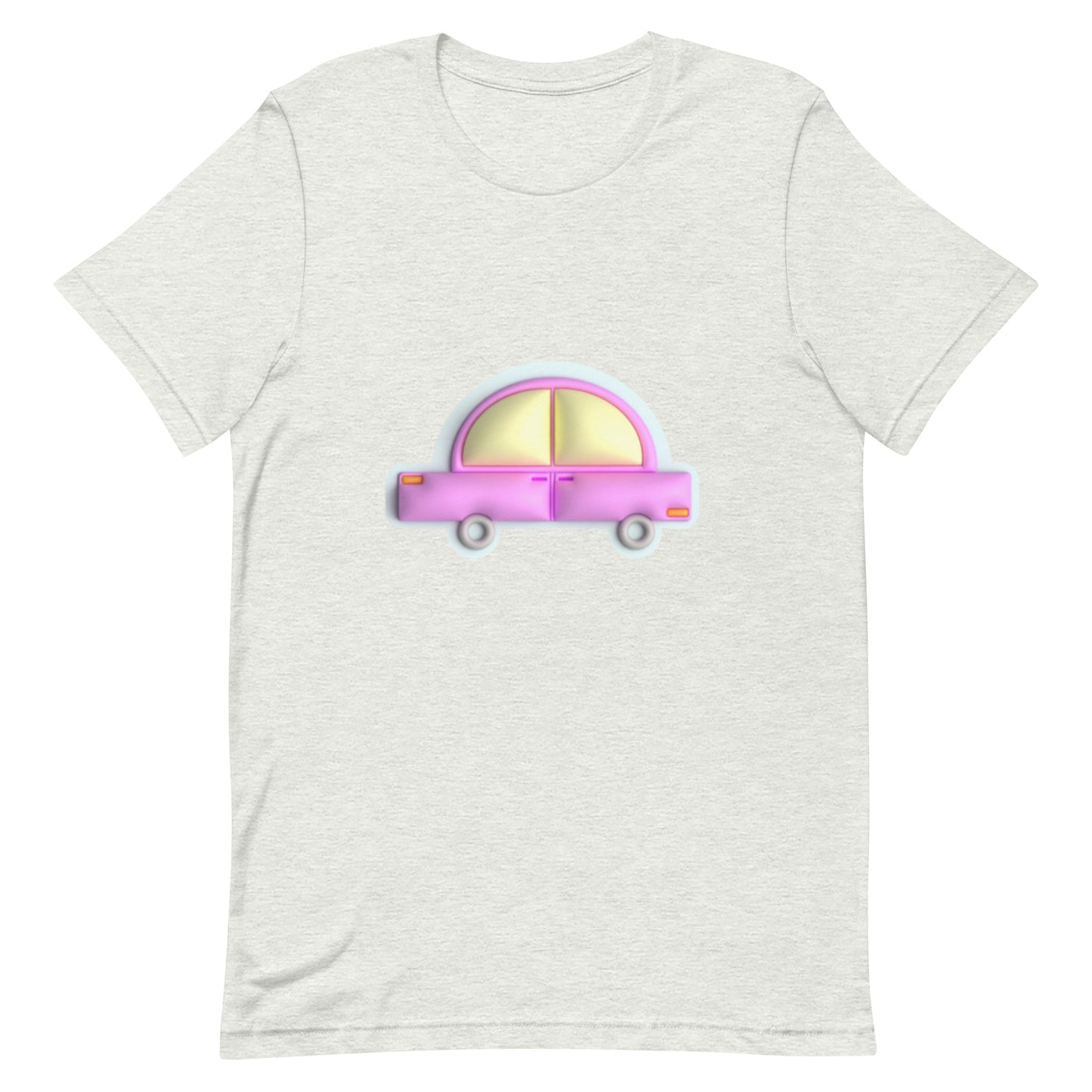 Pink car in blue Unisex t-shirt