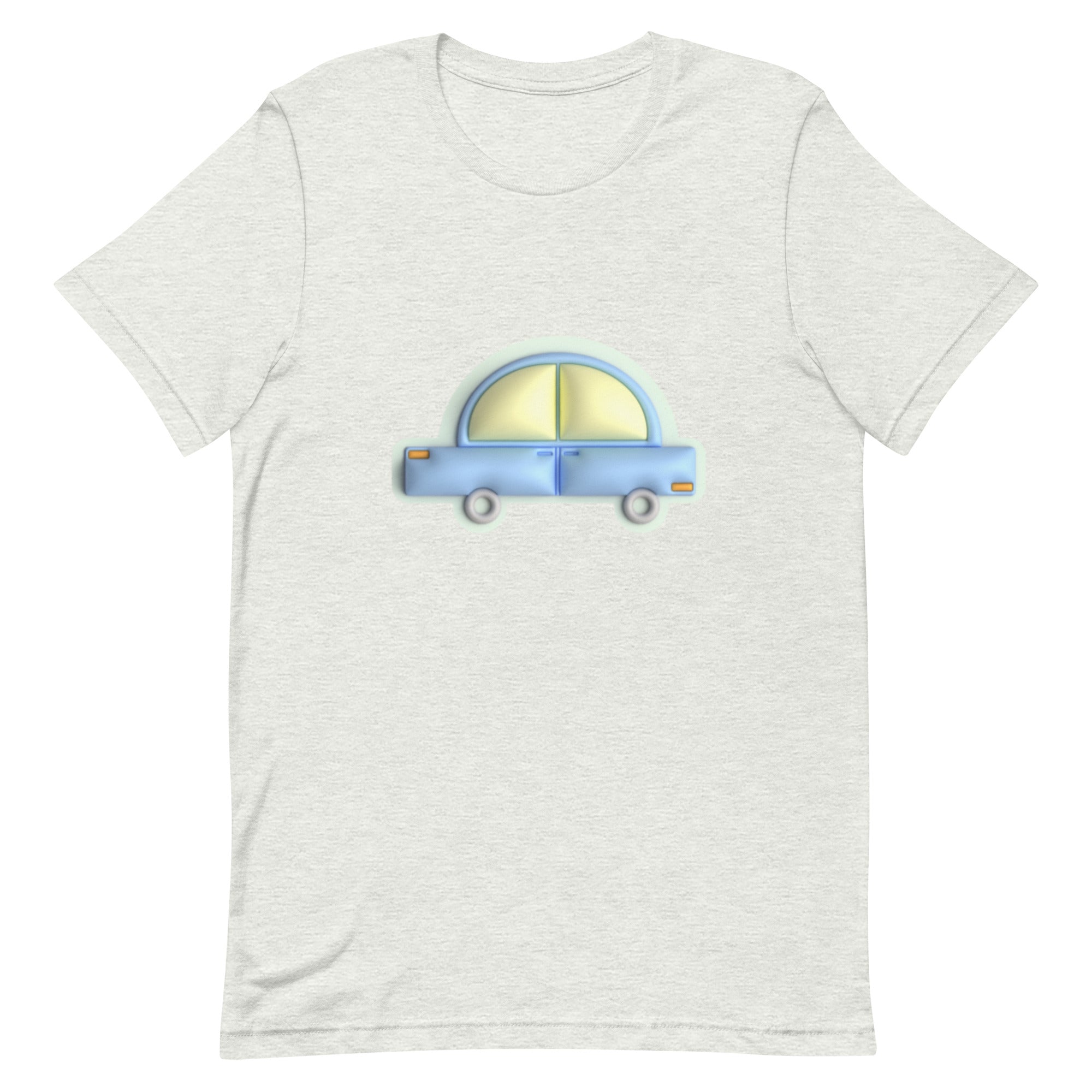 Blue car in green Unisex t-shirt