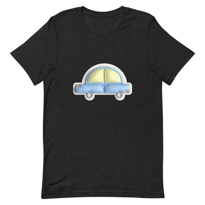 Blue car in yellow Unisex t-shirt