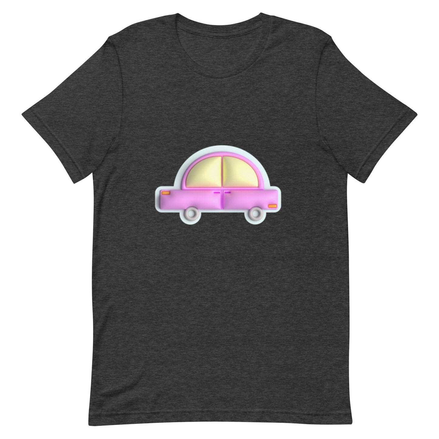 Pink car in blue Unisex t-shirt