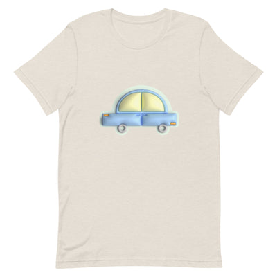 Blue car in green Unisex t-shirt