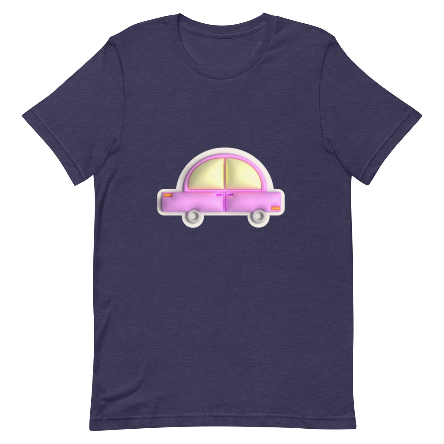 Pink car in yellow Unisex t-shirt