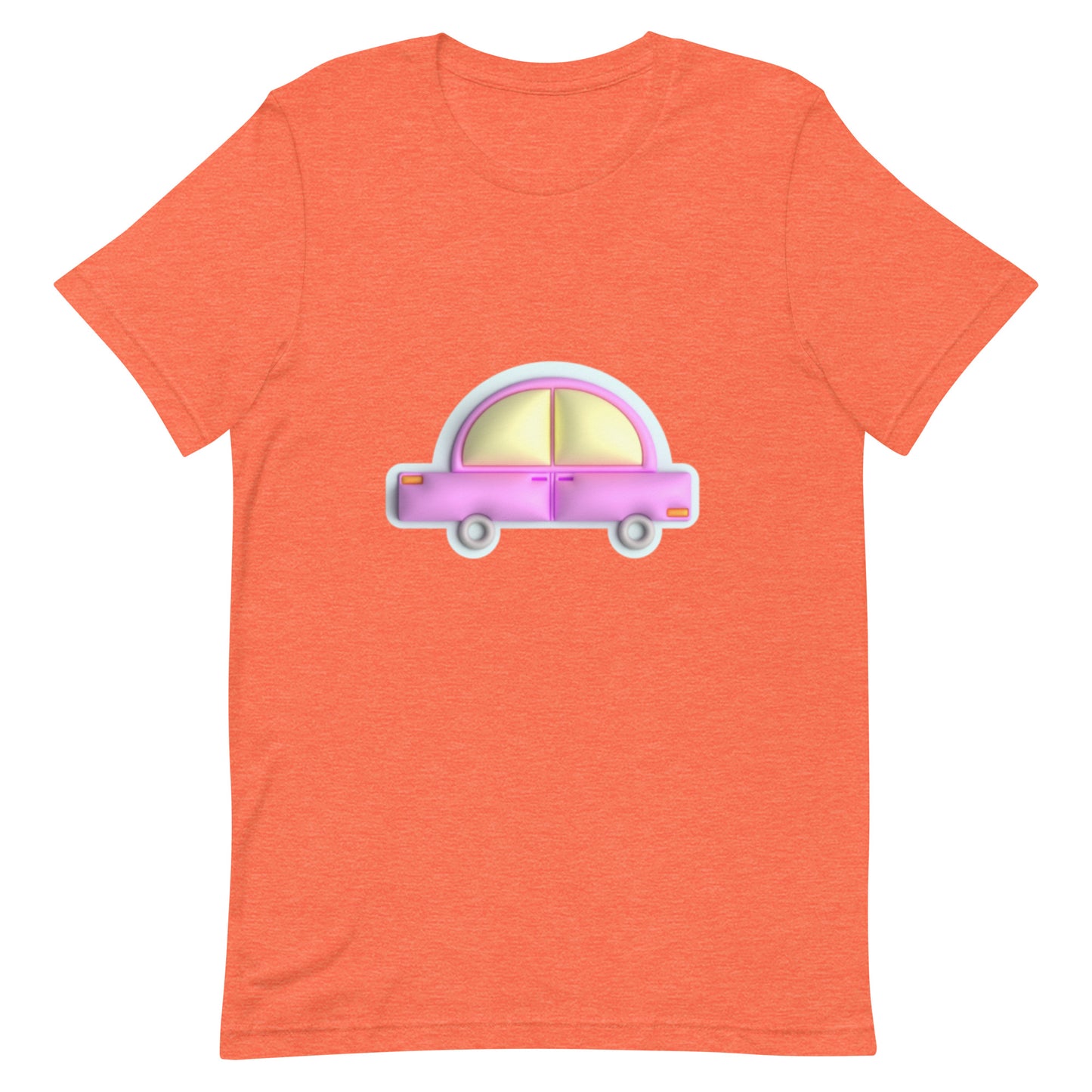 Pink car in blue Unisex t-shirt