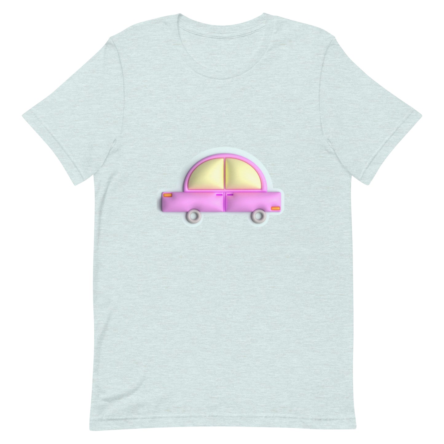 Pink car in blue Unisex t-shirt