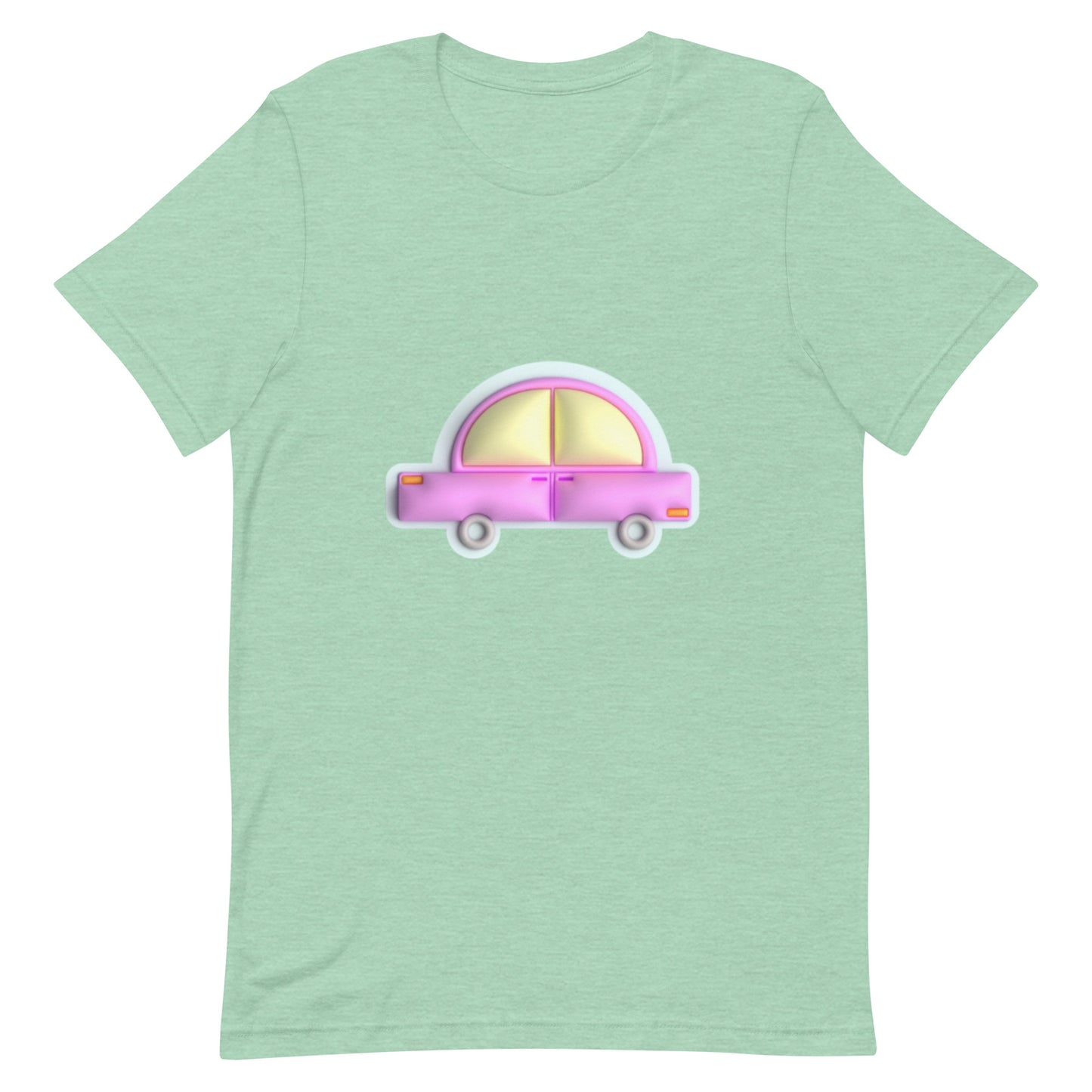 Pink car in blue Unisex t-shirt