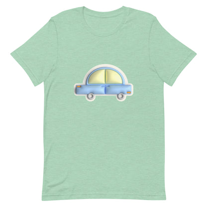 Blue car in yellow Unisex t-shirt