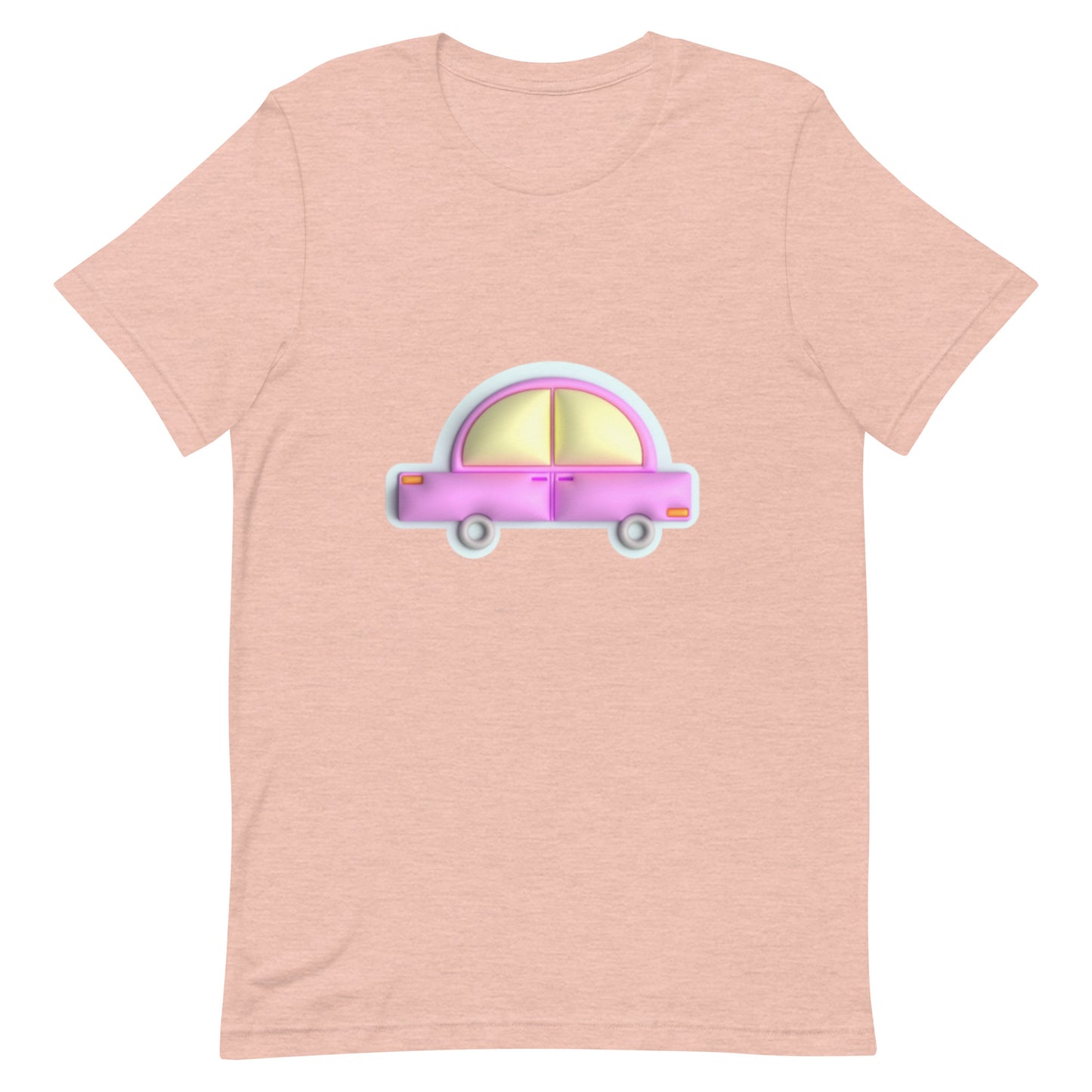 Pink car in blue Unisex t-shirt