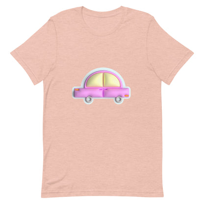 Pink car in blue Unisex t-shirt