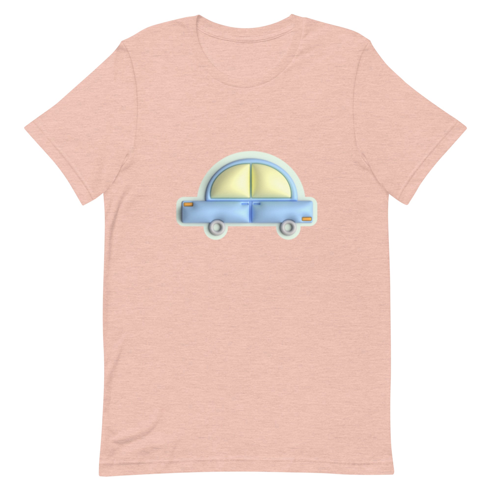 Blue car in green Unisex t-shirt