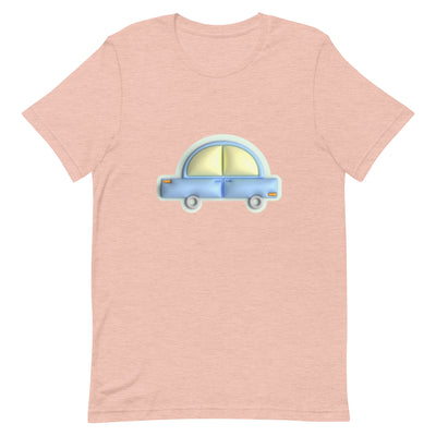 Blue car in green Unisex t-shirt