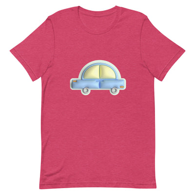 Blue car in green Unisex t-shirt