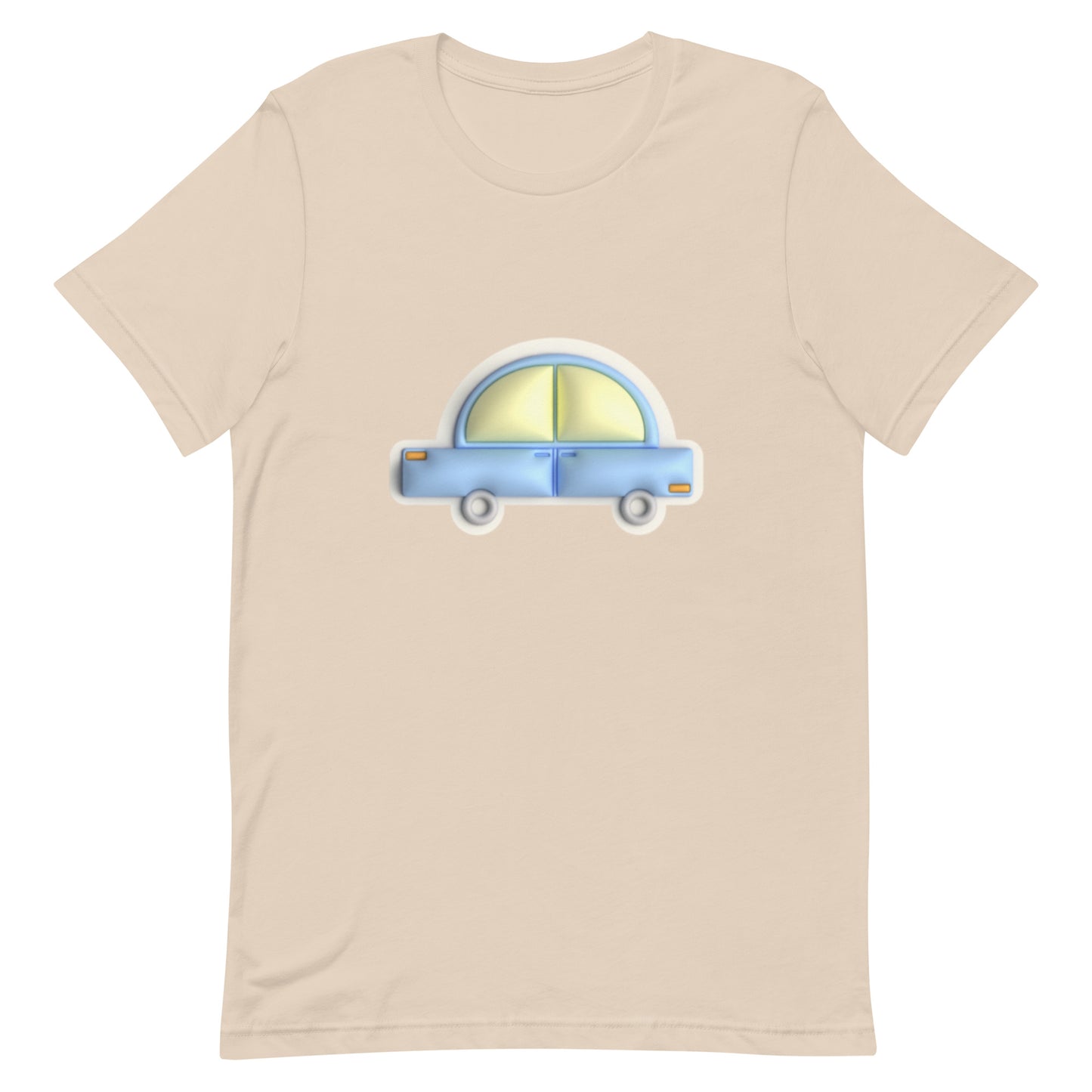 Blue car in yellow Unisex t-shirt