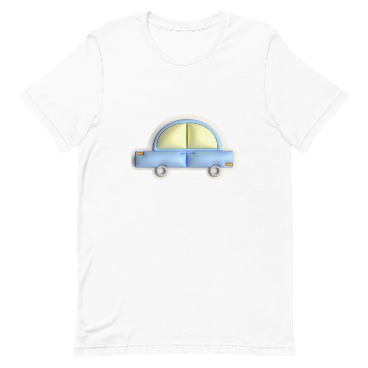 Blue car in yellow Unisex t-shirt